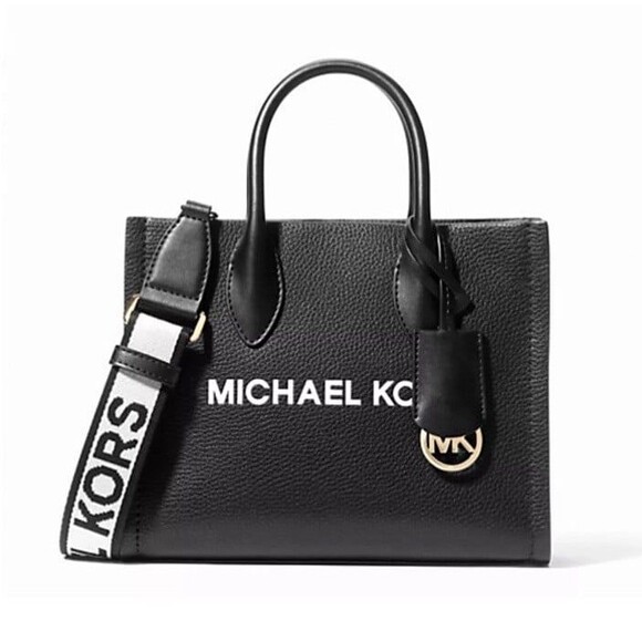 New Michael Kors Mirella Small Shopper Top Zip Crossbody Black - Picture 1 of 3